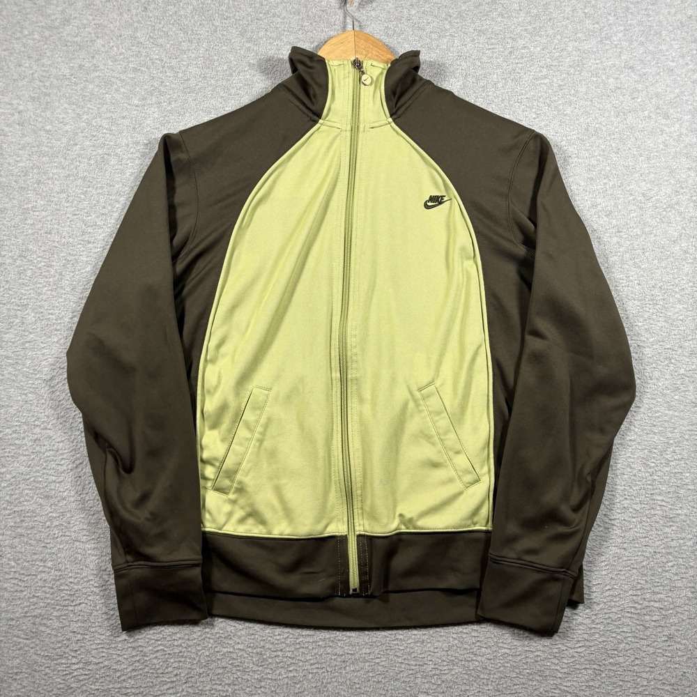 VTG Nike Full Zip Sweatshirt Womens XL Brown Track Jacket Active Y2K Colorblock